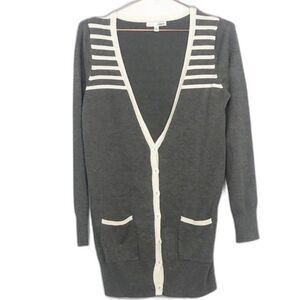 Lapis Boyfriend Striped Wool Cardigan Gray&White New Without Tags Small RM-C